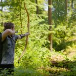 Pfeil und BogenWelt Dortmund Waldparcours, Bogenschießen Schütze mit Recurve Bogen